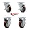 Service Caster 4 Inch Maroon Polyurethane Swivel Top Plate Caster Set with 2 Brake 2 Rigid SCC SCC-20S414-PPUB-MRN-TLB-TP2-2-R-2 - alternate 2